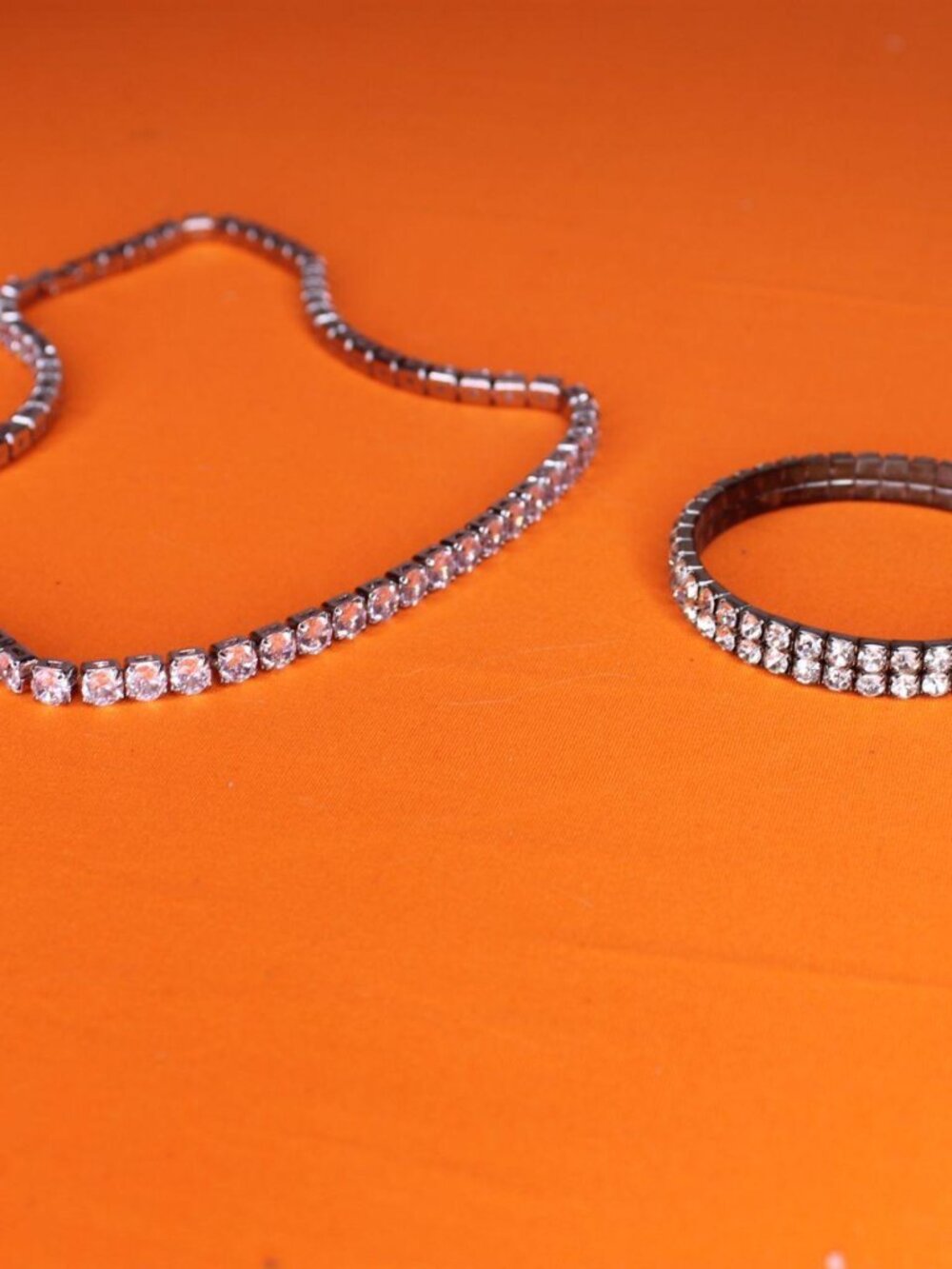 ✨ Silver tennis necklace and elastic bracelet